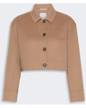 Max Mara Wool Drap Cropped Jacket - White