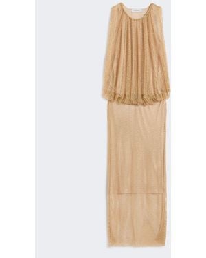 Max Mara Sleeveless Jersey Dress With Crystals - Natural