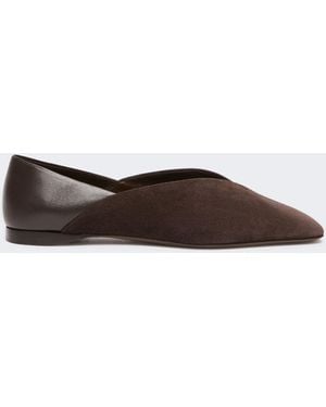 Max Mara Split Leather And Nappa Leather Ballet Flats - White