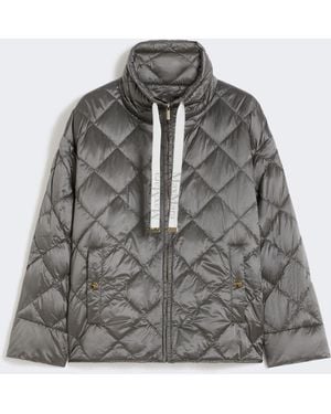 Max Mara Short Water-Repellent Canvas Down Jacket - Gray