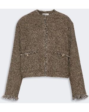 Max Mara Wool Blend Bouclé Boxy Jacket - Natural