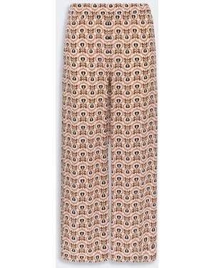 Max Mara Printed Crepe De Chine Pants - Natural