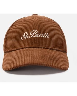 MC2 Saint Barth Baseball Cap Corduroy Camel Velvet Hat - Brown