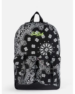 MC2 Saint Barth Canvas Backpack Cody With Bandanna Print - Black