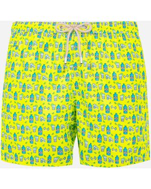 MC2 Saint Barth Light Fabric Swim Shorts With Gin And Gym Print Swimshort - Yellow
