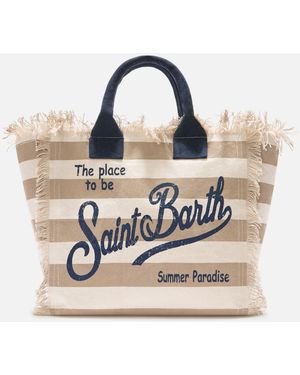 MC2 Saint Barth Canvas Vanity Regular Bag With Horizontal Stripes __Single__ - Natural