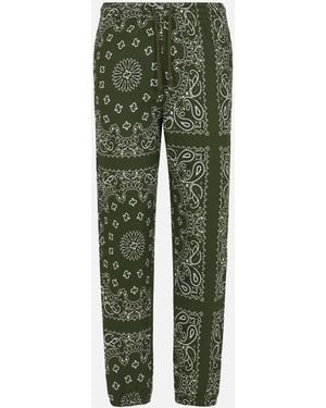MC2 Saint Barth Cotton Fleece Trousers Odalys With Bandana Print - Green