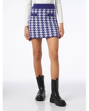 MC2 Saint Barth Chatel Knitted Skirt With Pied De Poule Pattern - Blue