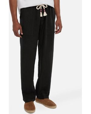 MC2 Saint Barth Linen Pants Calais With Drawstring - Black