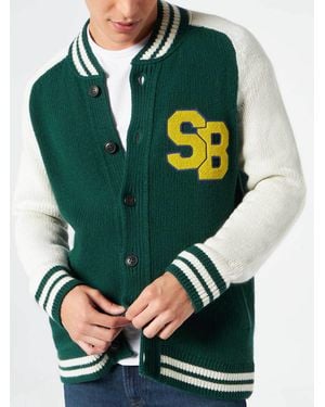 MC2 Saint Barth Knit Bomber College Style Benjamin Knitwear - Green