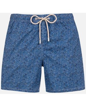 MC2 Saint Barth Mid-Length Gustavia Swim-Shorts With Emma & Georgina Print - Blue