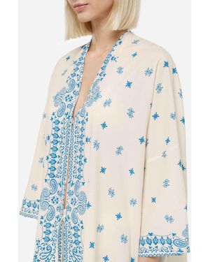 MC2 Saint Barth Milos Kimono Jacket With Bandana Placed Print Beach Robe - Blue