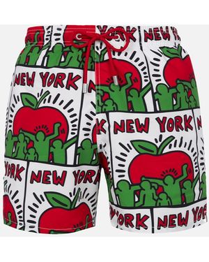 MC2 Saint Barth Mid-Length Gustavia Swim-Shorts With Keith Haring Design Placed Print - Multicolour
