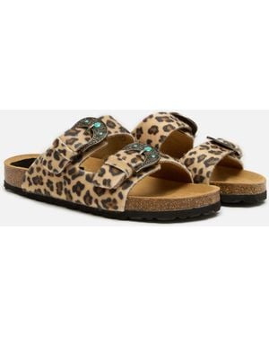 MC2 Saint Barth Buckle Sandal Leopard-Print Pony Hair - Multicolour