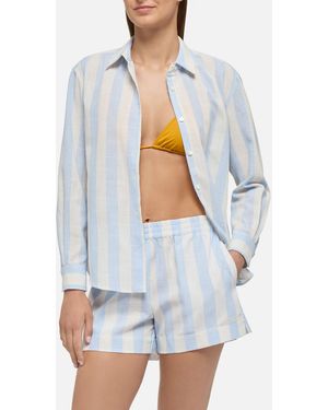 MC2 Saint Barth Meredith Cotton Classic Shirt With Light Striped Print - White