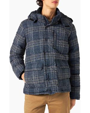 Mc2sb Hooded Down Padded Jacket Baxter With Prince Of Wales Print - Blue