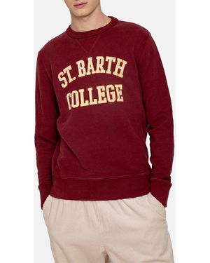 Mc2sb Burgundy Sweatshirt St. Barth College Print - Red