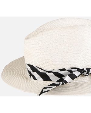 MC2 Saint Barth Paper Hat With Zebra Print Bandeau - White