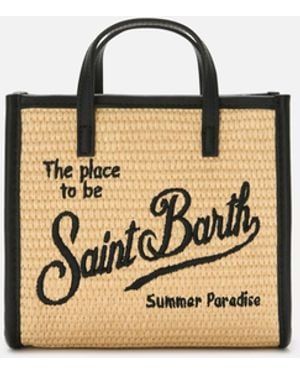 MC2 Saint Barth Vivian Mini Straw Effect Bag With Embroidered Logo __Single__ - Metallic