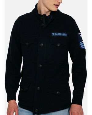 Mc2sb Knitted Field Jacket With Patch - Blue