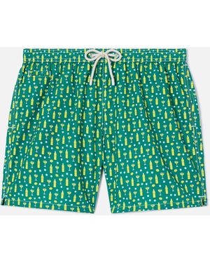 MC2 Saint Barth Lighting Micro Swim Shorts With Cedrata And Cocktail Print - Green