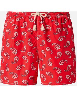 MC2 Saint Barth Mid-Length Swim-Shorts Caprese With Paisley Print Swimshort - Red
