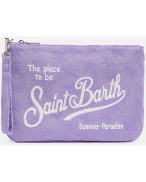 MC2 Saint Barth Lilac Embossed Terry Parisienne Sponge Pouch Bag Pochette - Purple