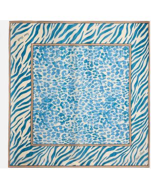 MC2 Saint Barth Kitana Pure Silk Foulard With Animal Print - Blue