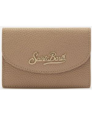 MC2 Saint Barth Card Holder Hammered Hazelnut Leather Small Accessories - White