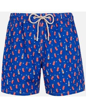 MC2 Saint Barth Lightweight Fabric Swim-Shorts Lighting Micro Fantasy With Coca Cola Print - Blue