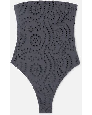 MC2 Saint Barth Khyra Bandeau One-Piece Swimsuit Dark Sangallo Textile One Piece - Blue