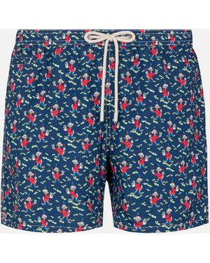 MC2 Saint Barth Lightweight Fabric Swim Shorts Lighting With Scrooge Print - Blue
