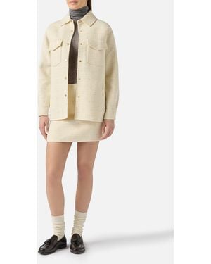 MC2 Saint Barth Katrine Wool Tweed Skirt With Sequins - Natural