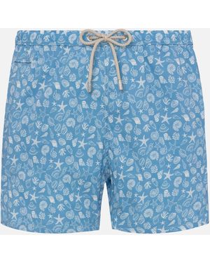 MC2 Saint Barth Comfort Light Swim Shorts With Tropical Shell Print Swimshort - Blue