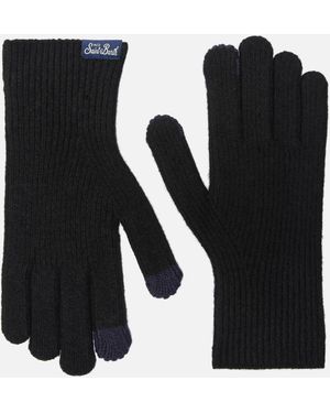 MC2 Saint Barth Brixton Ribbed Stretch Cashmere-Blend Gloves - Black
