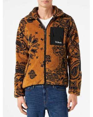 MC2 Saint Barth Keystone Sherpa Jacket Ochre Pattern - Blue
