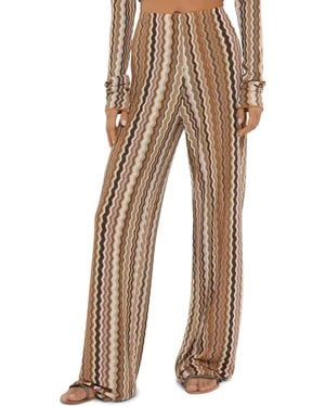 MC2 Saint Barth Amalia Wide-Leg Pants Raschel Knit Pant - Natural