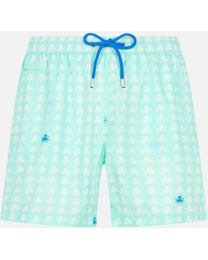 MC2 Saint Barth Comfort Light Swim Shorts With Octopus Print Swimshort - Blue