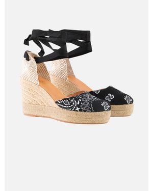 MC2 Saint Barth Espadrillas With High Wedge And Ankle Lace Shoe - Black