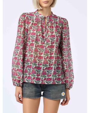 MC2 Saint Barth Floral Harper Silk Voile Blouse - Red