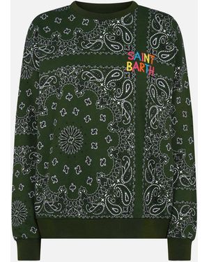MC2 Saint Barth Stardust Bandana Print Cotton Sweatshirt - Green