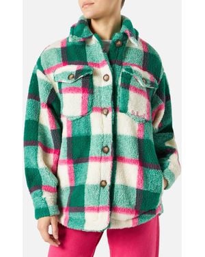 MC2 Saint Barth Elys Sherpa Overshirt Jacket With Tartan Pattern - Green