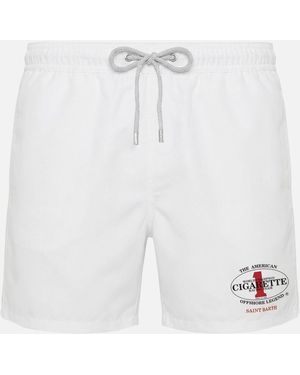 MC2 Saint Barth Gustavia Swim Shorts With Cigarette Embroidery - White