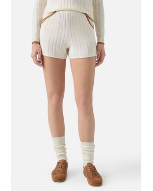MC2 Saint Barth Azure Cable-Knit Shorts Pure Wool Pant - White