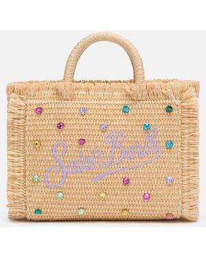 MC2 Saint Barth Mini Vanity Straw Effect Bag With Rhinestone Embellishment - Natural