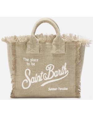 MC2 Saint Barth Solid Linen Vanity Mini Bag With Removable Strap - Natural