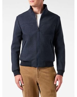 Mc2sb Mid-Weight Herringbone Bomber Jacket Traveller - Blue