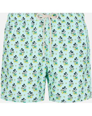MC2 Saint Barth Lightweight Fabric Swim Shorts Lighting With Mickey Mouse Print - Green