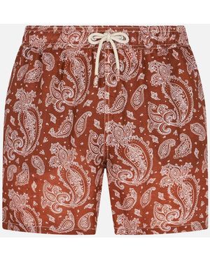 MC2 Saint Barth Linen Swim Shorts With Paisley Print Swimshort - Red