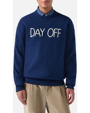 Mc2sb Crewneck Knitted Sweater With Day Off Embroidery - Blue